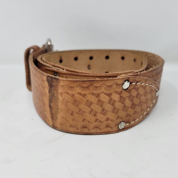 Vintage‎ McGuire-Nicholas Double Prong Saddle Leather Belt 48" Long Mexico - Picture 4 of 4